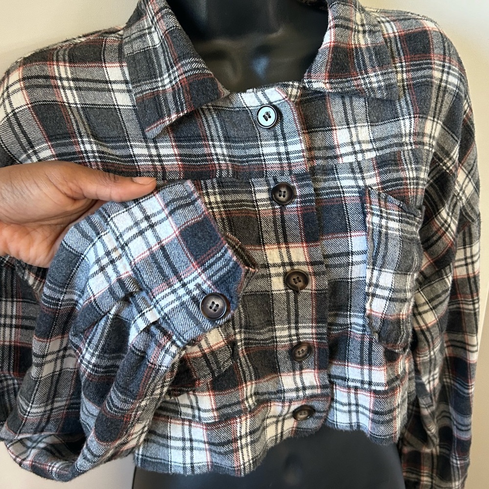 Cropped Plaid Button Down